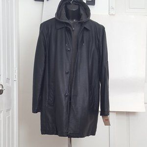 New Men's Levi's Long   Leather Jacket/Coat  Hoodies Size M Black